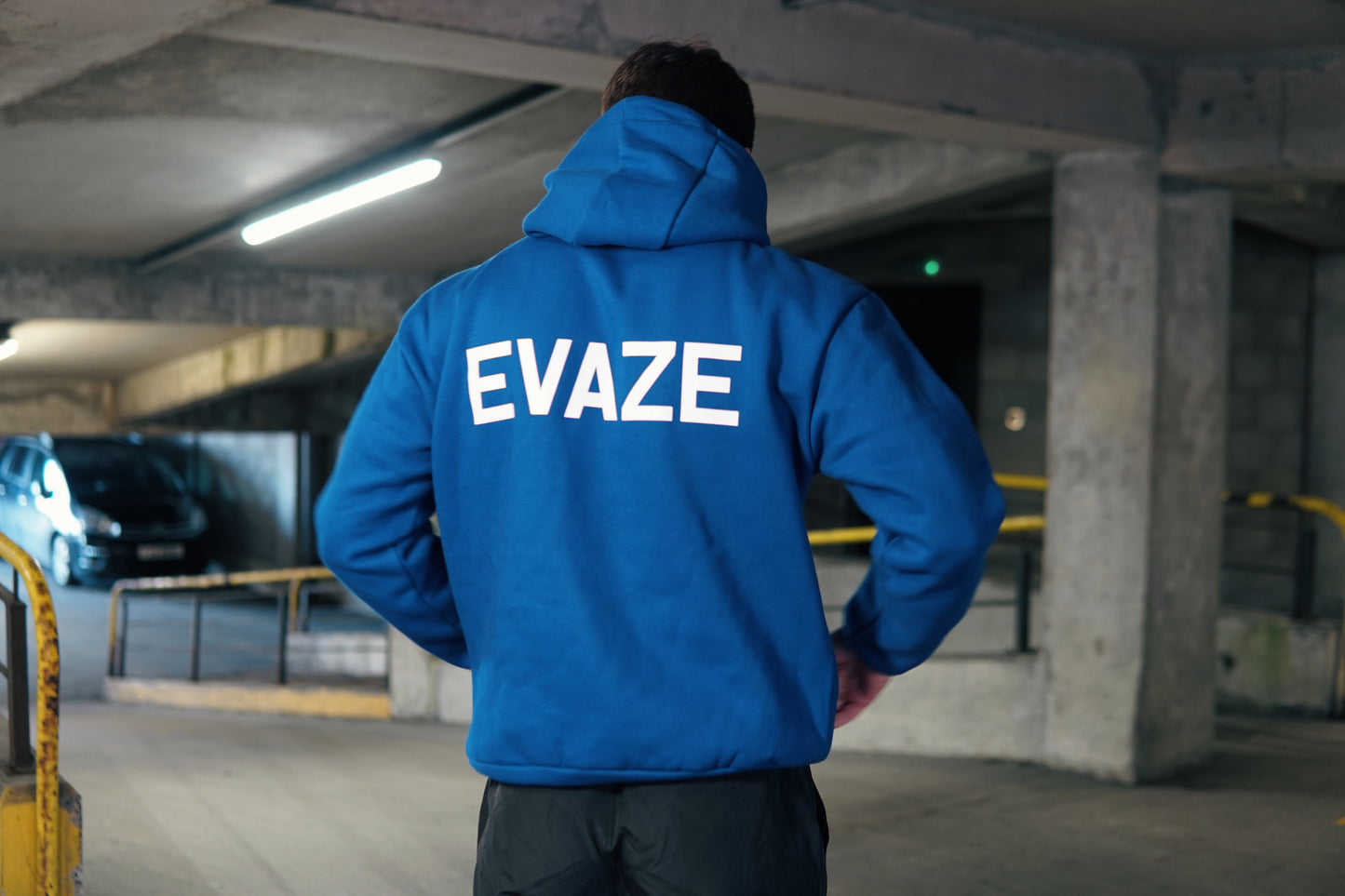 Blue Evaze Heavyweight Unisex Hoodie.
