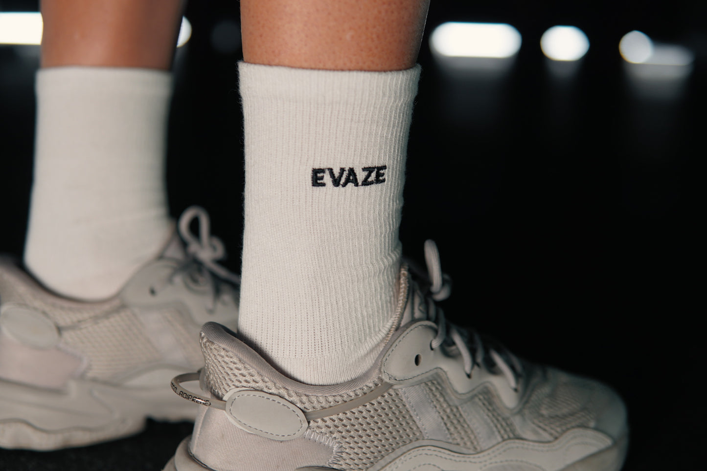 Evaze White Crew Socks.