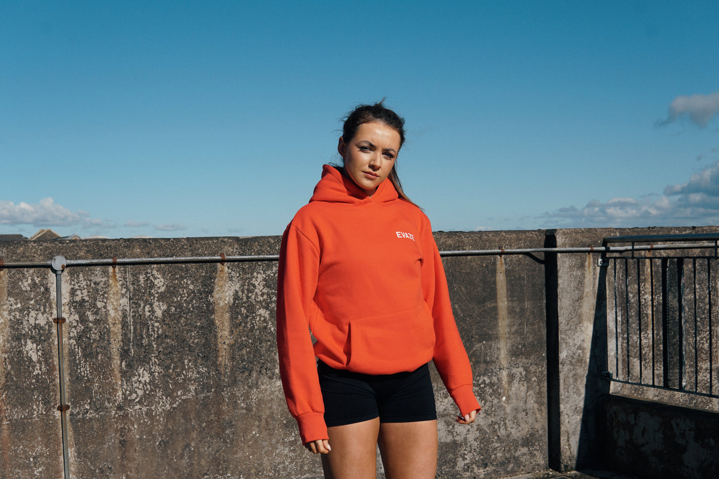 Red Evaze Heavyweight Unisex Hoodie.