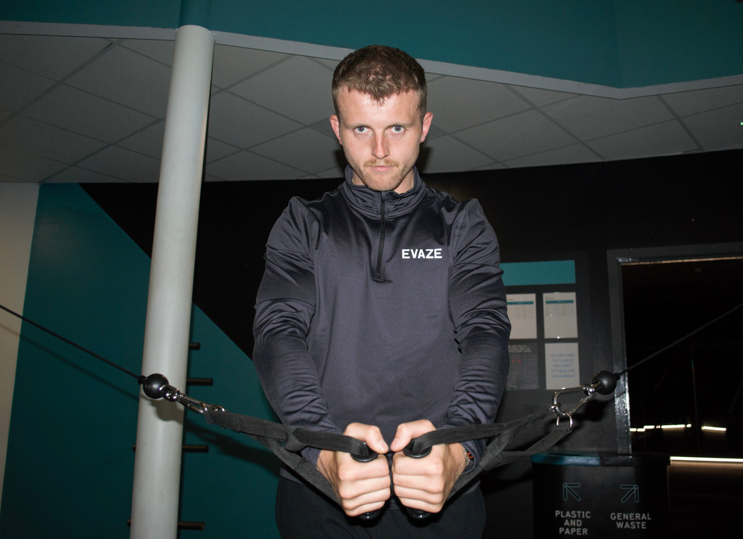 Mens Evaze Performance 1/4 Zip in Charcoal.