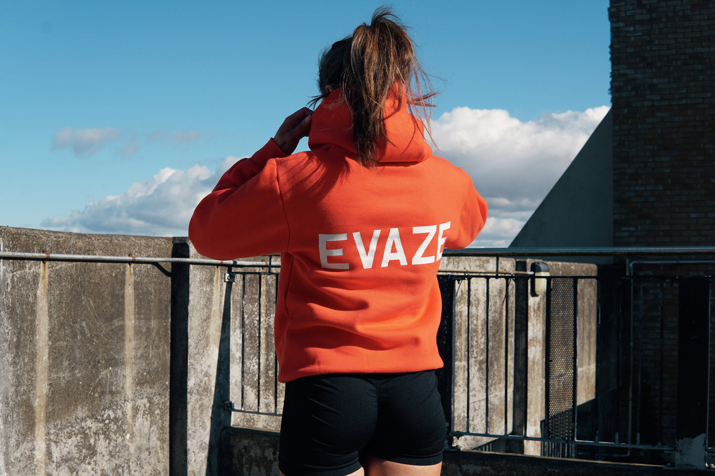 Red Evaze Heavyweight Unisex Hoodie.